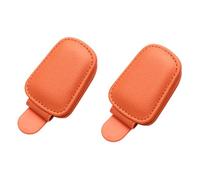 2 Piezas Clip Gafas para Porsche Taycan, Cuero Soporte para Gafas Ticket Tarjetas Soporte para Parasoles Accesorios,Orange