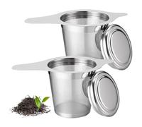 2 Piezas Colador de Té de Acero Inoxidable 304, Coladores de té para té suelto, Colador Te con Tapa, Reutilizable de Malla Extra Fina Filtro de Té para Tazas, Tetera, Café Ollas, Cuencos de Té