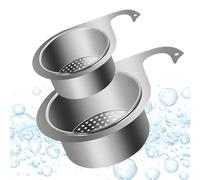 2 Piezas Colador Fregadero de Acero Inoxidable, Filtro Fregadero Cocina para Limpiar Frutas y Verduras, Ideal para Cocinas, FHISKUNYU
