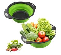 2 Piezas Coladores de Silicona, Colador plegable,Colador Plegable de Silicona para la cocina,Escurridor verduras, adecuado para pasta, frutas y verduras en el escurridor de la cocina (23,5 + 29 cm)