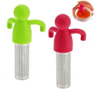 2 piezas Coladores de Té, Colador de Silicona en Forma Humana, Infusor de Té a Prueba de Caídas, Filtro de Té de Hojas Sueltas, Filtros de Té Acero Inoxidable para té Suelto, Rosa, Café
