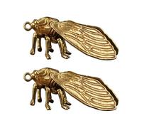 2 Piezas Colgante de Cigarra de Latón Dorado para Llavero