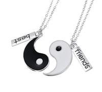 2 piezas colgantes de cadena Yin Yang Taichi BFF para dos parejas Pärchen Couple, collares de amistad Ying Yang Haslkette con grabado Best Friends,socios joyería amor regalos para mejores amigos novia