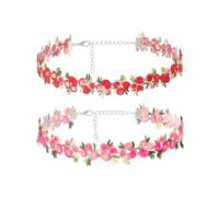 2 Piezas Collar De Flores De Encaje y Gargantilla Vintage Ajustable - Para Mujer, Bordada, Adecuado Para Citas y Banquetes