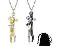 2 Piezas Collar de Pareja Personalizado con Colgante Abrazo de Amor