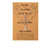 2 piezas Collar de sol y luna, collar de amistad de mejores amigos, joyería de hermana, regalos de amistad BFF para sus hijos, regalos de niñas adolescentes