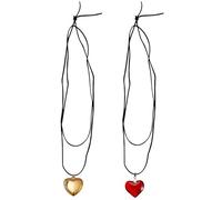 2 piezas collar en forma de corazón para niñas, cordón ajustable, collar rojo y dorado de Halloween, collar gótico, regalo de joyería en forma de corazón, Y2k mujeres adolescentes niñas joyas,