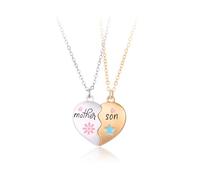 2 Piezas Collar Mamá Hijo, Colgante de Corazón Magnético, Regalo para Familia