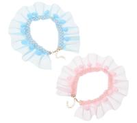 2 Piezas Collar para Mascotas Ajustable de Poliéster | Transpirable y Suave al Contacto, para Perros y Gatitos, Adecuado para Fiestas, Estilo Decorativo