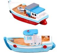 2 piezas coloridas en miniatura para casa de muñecas, barco de pesca, modelo mediterráneo, decoración mediterránea de resina, adorno de barco de escritorio, océano, playa, micro paisaje, decoración de