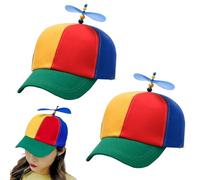 2 Piezas Colorido Gorra con Hélice, Sombrero De Hélice Gorra, Sombrero Payaso De Helicóptero Gorro, Gorro Helicóptero Hélice, Tamaño Ajustable, para Adultos y Niños, para Fiesta