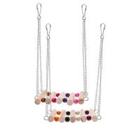 2 Piezas Columpio Colgante de Madera para Loro con Campana Mini | Puente para Trepar, Cadena de Acero Inoxidable con Cuentas de Colores, Uso Interior y Balcón