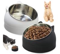 2 Piezas Comedero Gato Eelevado, Tazones para Gatos Antivomitos, Comedero Gato 15° Inclinable Tazón, Cuenco de Alimentación para Gatos, Comederos Perros Gatos, Acero Inoxidable, Tazón para Mascotas