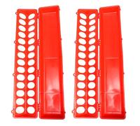 2 Piezas Comedero para Aves de Corral Ranura, Plástico Rojo | Alimentador para Gallinas y Pollitos, Contenedor de Pienso Borde Liso, Fácil de Retirar y Limpiar