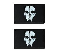 2 Piezas Compatibles con Call of Duty Cráneo Divertido Táctica Militar Moral Bordado Emblema Hook & Loop Biker Parche para Ropa Mochila Sombrero Uniforme Perro Chaleco