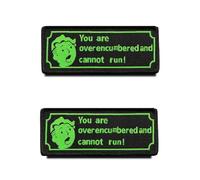 2 piezas con texto en inglés «You are Over Encumbered and Cannot Run!» Divertido parche, gancho y bucle bordado con texto en inglés «You are Over Encumbered and Cannot Run!»