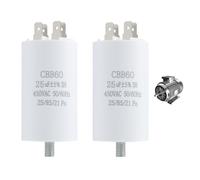 2 Piezas Condensador CBB60 25µF, Condensador de Arranque 450V para Motores Eléctricos y Bombas de Piscina, Ideal para Aplicaciones Industriales y Domésticas, Conector M8, 40x70 MM