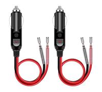 2 Piezas Conector Mechero de Coche Macho 12V/24V, Cable Mechero Coche 16AWG con Fusible de Seguridad 15A e Indicador LED, Enchufe Encendedor de Cigarrillos para Accesorios Automotrices