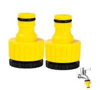 2 Piezas Conectores de Grifo De Jardín, Adaptador y Reductor para Unión de Grifo con Manguera | 1/2" y 3/4" | Conexión Rápida y Fácil para Mangueras de Agua (Yellow)