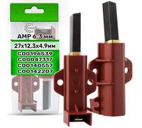 2 Piezas Configure Escobillas de Carbón para Lavadora 27 x 12,3 x 4,9 mm con AMP 6,3 mm con Código Original C00047317 C00090612 para Indesit para Philips para Whirlpool - ONIX TECH
