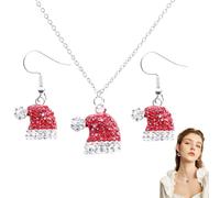2 piezas Conjunto de Joyas de Navidad, Aretes Colgantes de Navidad, Conjunto de joyas navideñas para mujer, collar y pendientes, diseño festivo elegante, longitud ajustable -ideal para fiesta y regalo