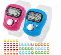 2 Piezas Contadores Electrónicos de Dedos Contador Digitales de Dedos Mini Contador Vueltas de Mano Pantalla para Deportes Golf Crochet Tejido con 50 Piezas Marcadores Punto Coloridos (Aleatorio)