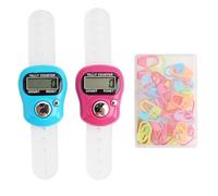2 Piezas Contadores Electrónicos de Dedos, Mini Contador de Mano Pantalla LCD Contadores Digitales de Dedos Contador Vueltas Crochet 50 Marcadores de Puntos Coloridos para Crochet y Tejido