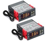 2 Piezas Controladores Digitales de Temperatura de STC-1000 DC 12V 10A Termostato Centígrado Termostato Digital General Calibración de Temperatura con Salida de Relé de Sensor 2