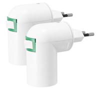 2 Piezas Convertidor de Bombilla Interruptor, Base E27 para Garaje | Latón Niquelado, Cobre y Pbt, Acabado Blanco, Uso en Fotografía, Conexión para Lámpara Fluorescente