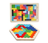 2 Piezas Coogam De Madera Set, Hexágono Rompecabezas, Tangram Rompecabezas, Juguete Geometría Lógica, Juego De Cerebro, para Juegos Educativos, Ejercitar La Imaginación, La Creatividad