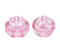 2 Piezas Copa De Cristal Para Uñas Tazón De Líquido De Monómero De Uñas Contenedor De Líquido De Uñas Plato De Arte De Uñas Plato Para Uñas Cuenco De Cristal Vidrio Con Cubierta