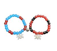 2 piezas Corazón Pareja Pulsera Halloween Araña Magnética a juego Pulsera Elástica Cuerda Mano Perlas Cadena Muñequera Joyería Regalo