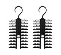 2 Piezas Corbatas Organizador Percha, Colgador de Corbata Ajustable Antideslizante, Corbateros Giratorios, Corbateros para Armarios, para Colgar Cinturones, Bufandas, Corbatas y Más (Negro)