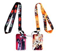 2 Piezas CordóN de Anime,Anime Id Card Lanyard,CordóN Con Soporte Para Tarjetas Anime,Cordones de Anime Con Fundas Para Tarjetas,Para Llaves Tarjetas de IdentificacióN Oficina.