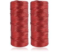 2 Piezas Cordón Rojo 100 m x 1,5 mm, Hilo Brillante para Manualidades, DIY, Envoltura de Regalos y Decoración Navideña, Versátil Hilo Rojo Ideal como HiloRojo para Crochet y Proyectos Creativos