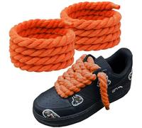 2 Piezas Cordones Redondos Cordones Anchos para Zapatillas Cordones Gruesos Cordones Gordos Cordones Tejido Redondos Big Rope Laces Torcidos para Calzado Deportivo y Zapatillas para Correr(Naranja)