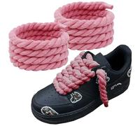 2 Piezas Cordones Redondos Cordones Anchos para Zapatillas Cordones Gruesos Cordones Gordos Cordones Tejido Redondos Big Rope Laces Torcidos para Calzado Deportivo y Zapatillas para Correr(Rosa)