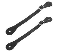2 Piezas Correa de Espuela Ajustable, Cuero PU Negro | Competiciones y Uso Ecuestre al Aire Libre, Diseño Versátil, Control del Jinete, Acabado Elegante