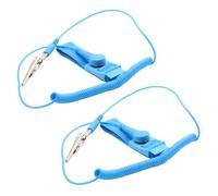 2 Piezas Correa de Muñeca Antiestática, Pulseras Antiestaticas, Munequera Antiestatica, con Banda de Toma de Tierra, Evita la Acumulación de Electricidad Estática, Azul