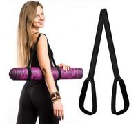 2 Piezas Correa Esterilla Yoga, Cinturón de Yoga, Correa de Estera Cinturón de Algodón, Correa de Estiramiento de Yoga para Yoga, Pilates, Estiramientos y Fitness (Negro)