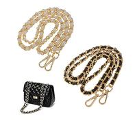 2 Piezas Correa para Bolso de Hombro de Cuero con Cadena,120cm DIY Bolsa de Repuesto Cadena Correa de Hombro de Cuero de Repuesto para Mujer Messenger Bag Bolsos de Monedero (Negro, Blanco)