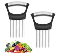 2 Piezas Cortador de Cebolla, Tenedor Cebolla, ayuda de corte de acero inoxidable, Cortador de Verduras, Frutas, Patatas, Aguacates y Carne