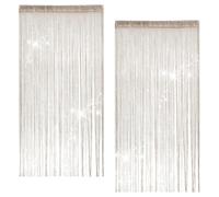 2 Piezas Cortina de Cuentas, 100 x 200 cm Cortina de Borlas, Protección Contra Moscas Color Champán Cortinas de Línea Flash, Habitación Cortina Separador de Ambientes para Bodas, Restaurantes, Puertas