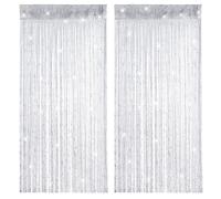 2 Piezas Cortina de Hilos para Puerta, Cortina Puerta Exterior, Purpurina Panel Cortina Cadena, Separador de Ambientes y Antimosquitos, Lavable, Decoración de Puertasy Ventanas (100 x 200 cm, Gris)
