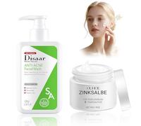 2 Piezas Crema Acne, Limpiador Facial, Crema Granos Cara, con Aceite de Árbol de Té, Gel Limpiador Espumoso, Anti Acne, Anti Imperfecciones, Oil Control