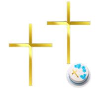 2 piezas Cruz decoración para tartas bautismo, decoración para tarta de comunión, decoración dorada, confirmación, tarta de niña joven, decoración acrílica, decoración para tartas, decoración de