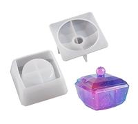2 Piezas Crystal Epoxy Boldes De Almacenamiento Moldes Joyería Silicona Moldas Almacenamiento Cenicero