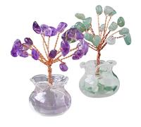 2 Piezas Crystal Tree, Feng Shui Figurilla Bonsai, Árbol de Cristal de Amatista, Adecuado para Decoración del Hogar y Atraer Riqueza