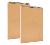 2 Piezas Cuadernos de Bocetos,60 Hojas/120 Páginas Cuaderno de Bocetos A4,Cubierta de Papel Kraft Marrón,120GSM Bloc de Dibujo en Espiral Sketchbook para Lápiz Acuarela Dibujo y Escritura Artistas