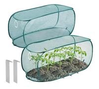 2 Piezas Cubierta De Planta Emergente, 100x45x40cm Malla Fina Plegable Tipo Pop-Up con Estacas De Tierra, Protectores Des Plantas contra Animales, para Flores, Frutas, Tomates, Patio, Invernadero